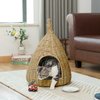 Pawsmark Natural Willow Pet Sleeping Bed, Cave, Basket For Dog or Cats with Cushion QI003681